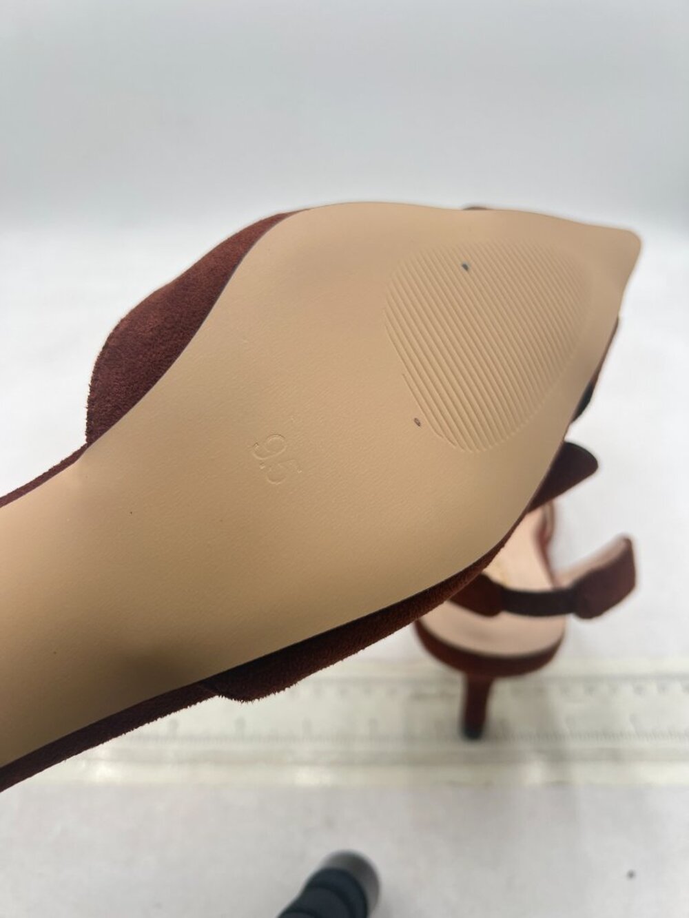 Pazzion Brown Rhinestones Bowknots Slip On Slingback Pumps Strap Mid Heel Shoes - Picture 6 of 8